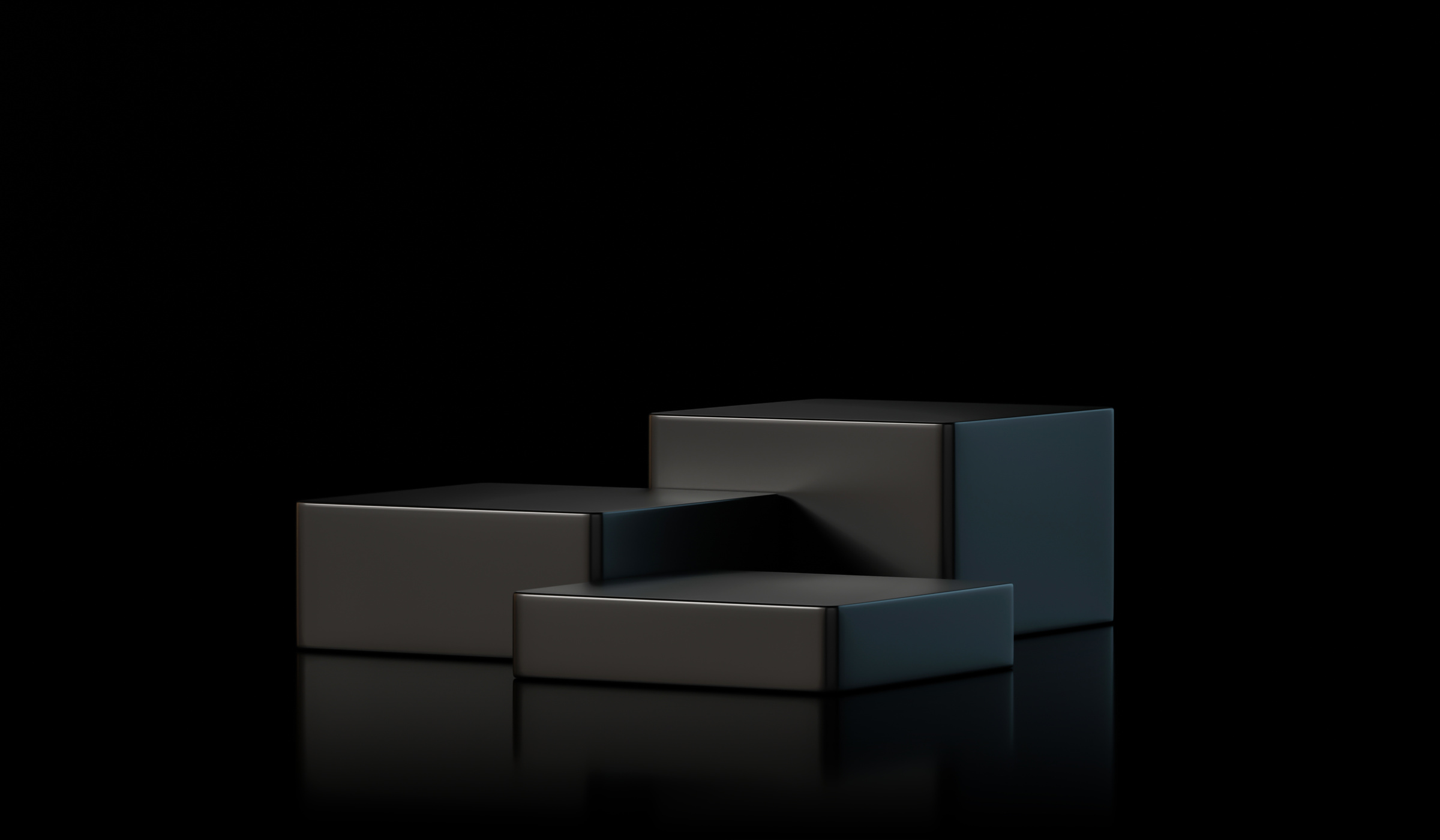 Empty black 3d cube podium luxury platform scene modern